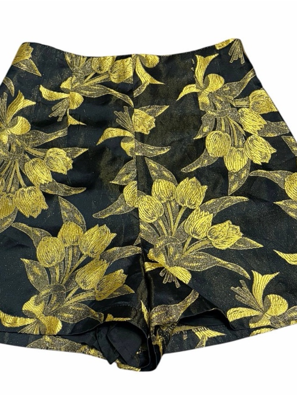 Black/Navy & Gold Floral High-Waist Women’s Shorts